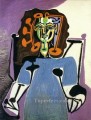 Francoise sentada con vestido azul cubismo de 1949 Pablo Picasso